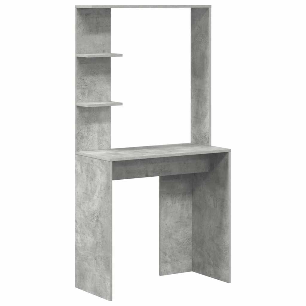 Desk with Storage Concrete Grey Engineered Wood