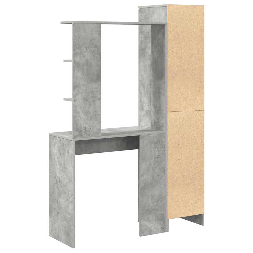 Desk with Storage Concrete Grey Engineered Wood