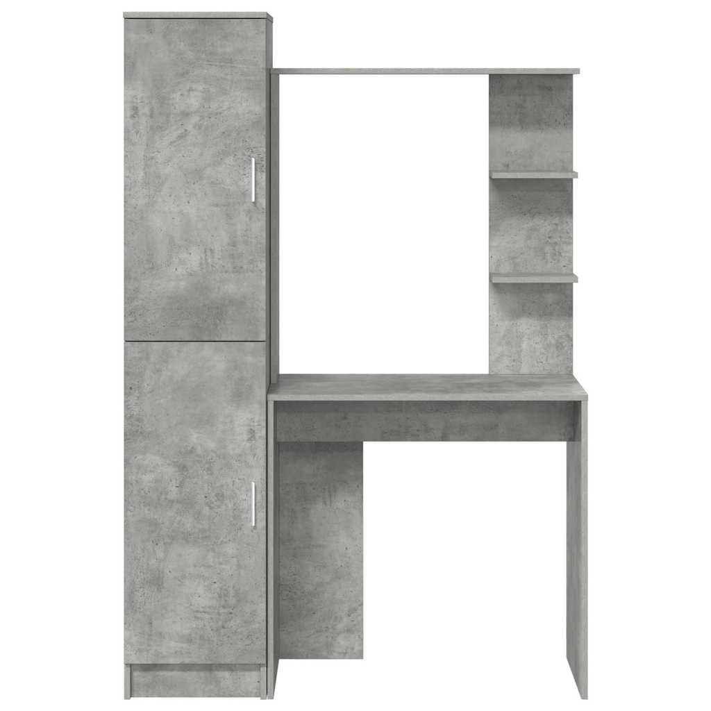 Desk with Storage Concrete Grey Engineered Wood