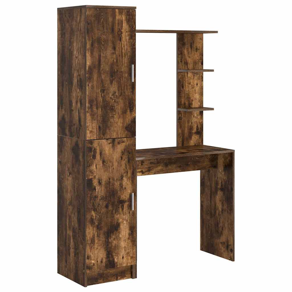 Desk with Storage Smoked Oak Engineered Wood
