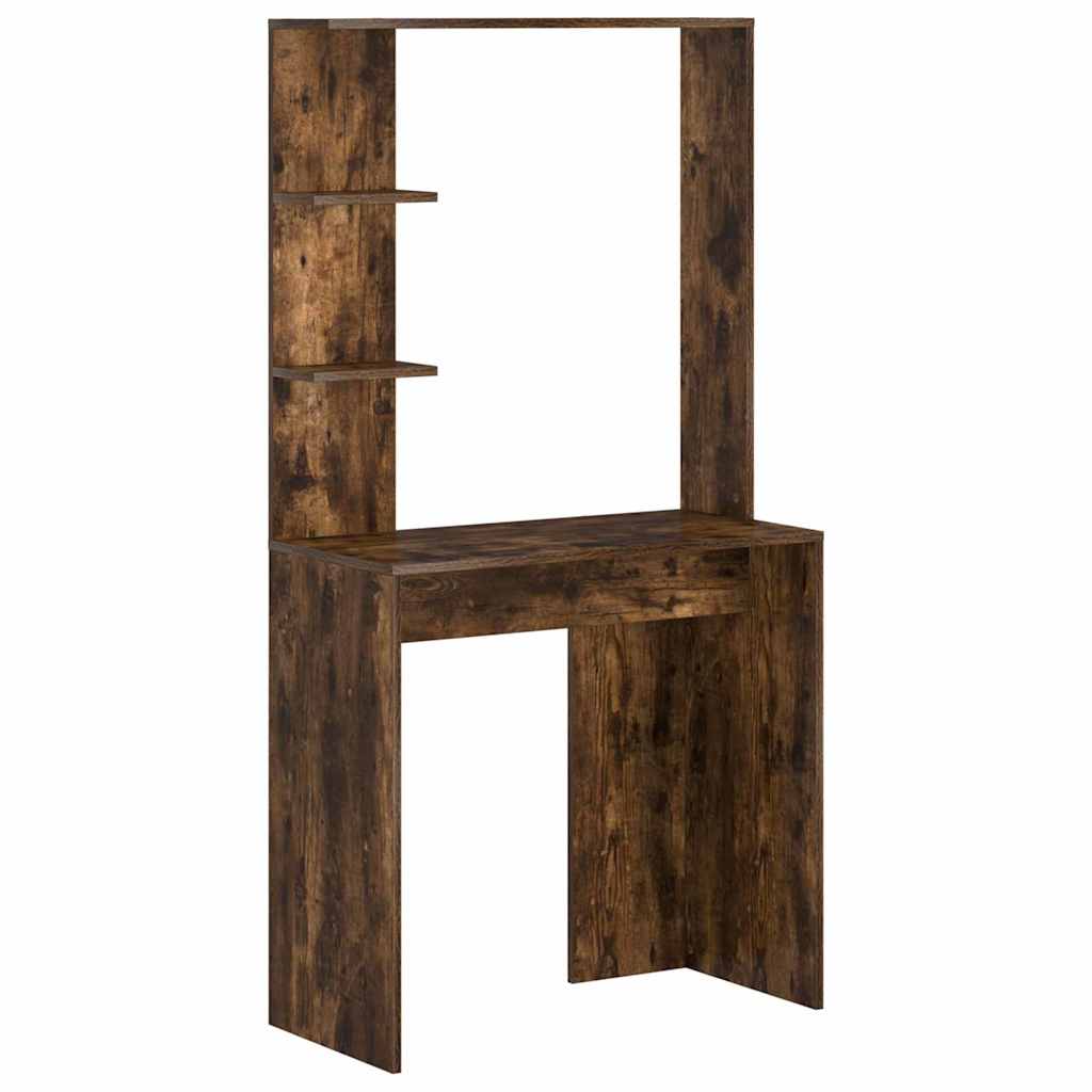 Desk with Storage Smoked Oak Engineered Wood
