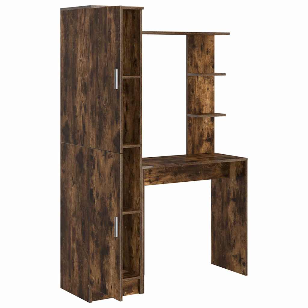 Desk with Storage Smoked Oak Engineered Wood