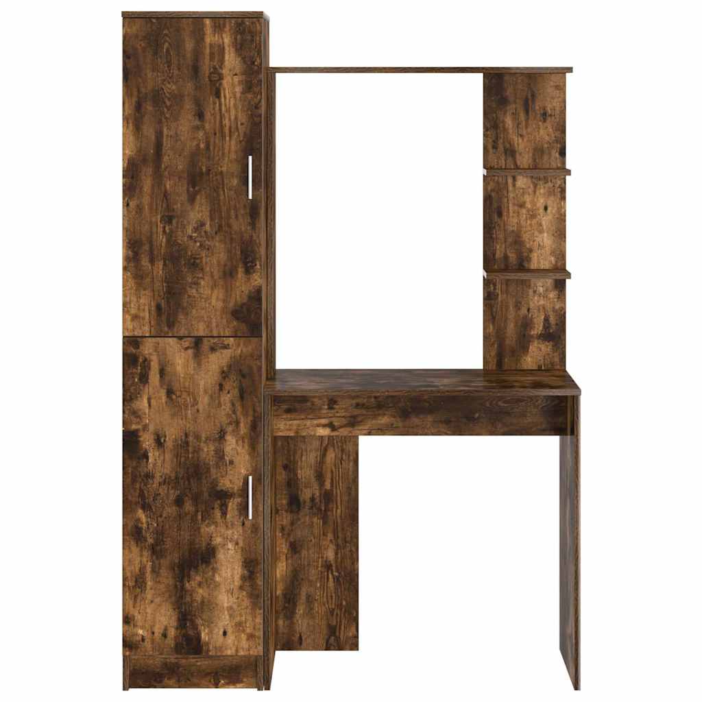 Desk with Storage Smoked Oak Engineered Wood
