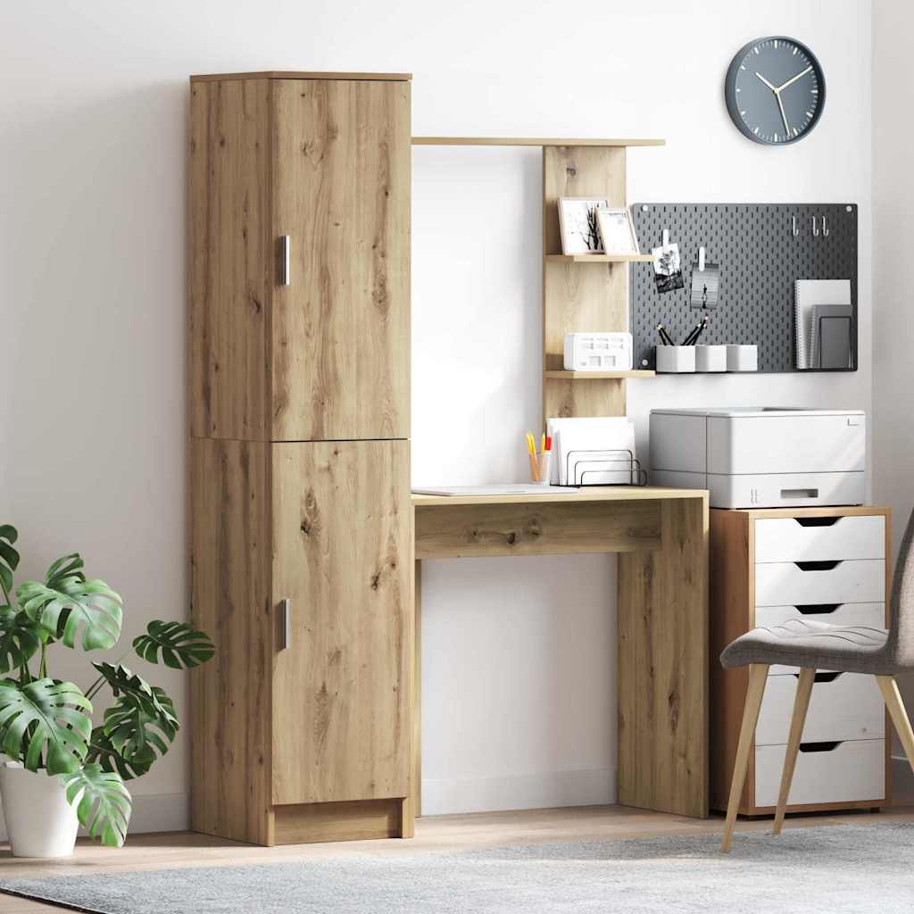 Desk with Storage Artisan Oak Engineered Wood