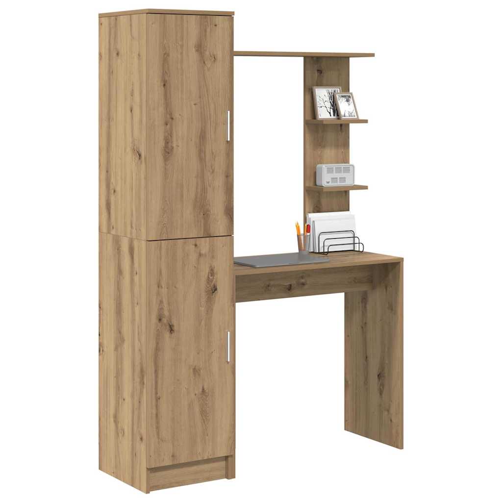 Desk with Storage Artisan Oak Engineered Wood