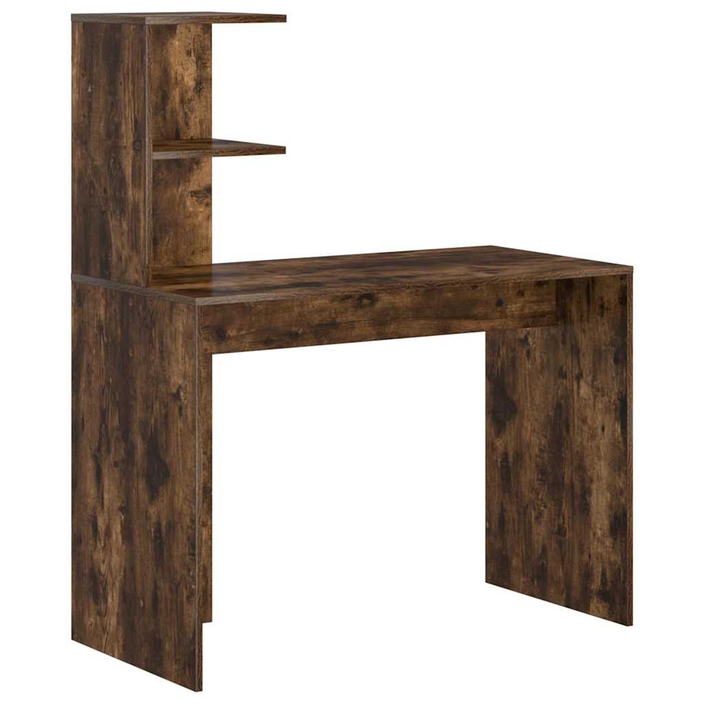 Desk with Storage with Shelf 2 pcs Smoked Oak 102 x 50 x 124 cm