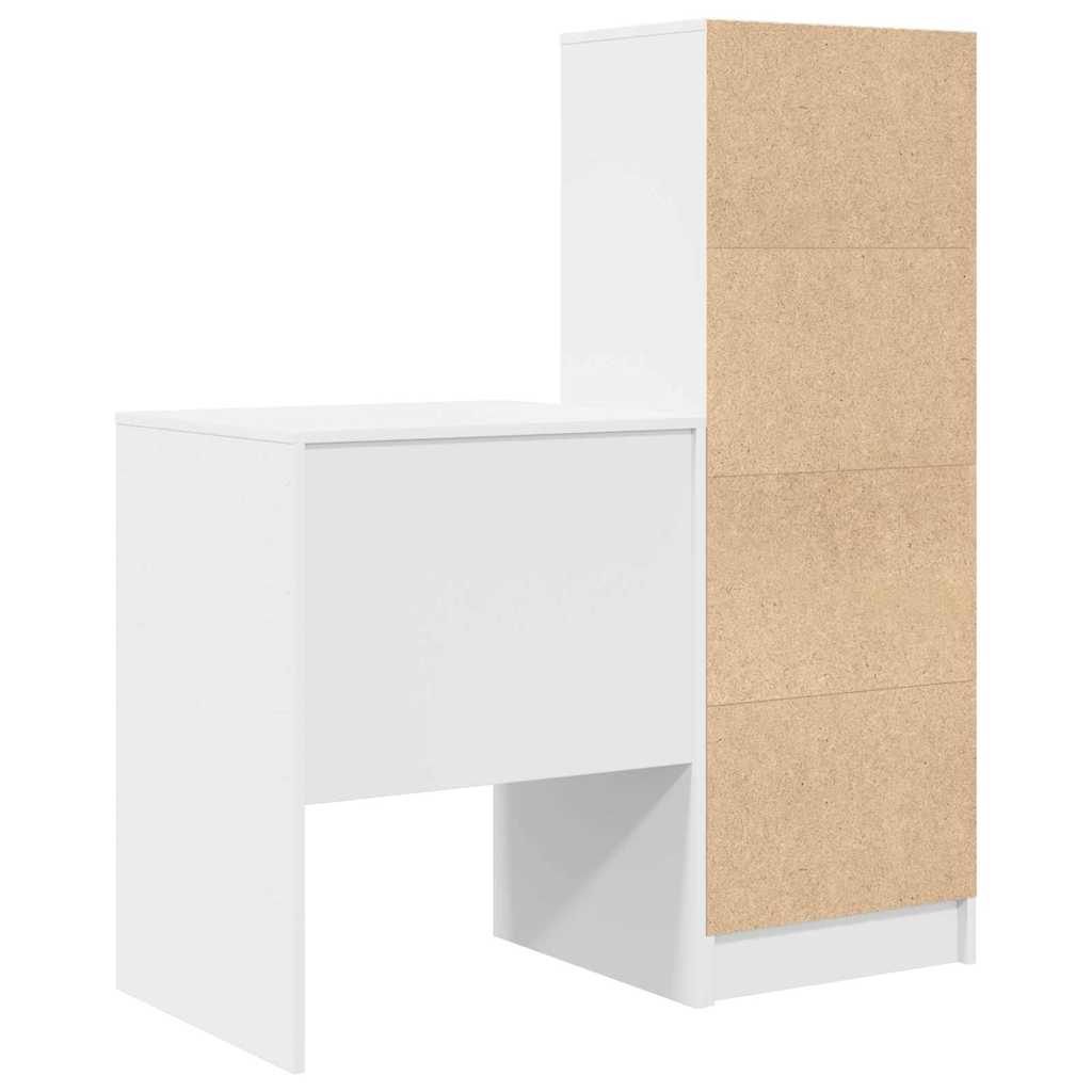 Desk with Storage White Engineered Wood