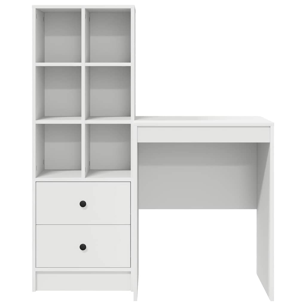 Desk with Storage White Engineered Wood
