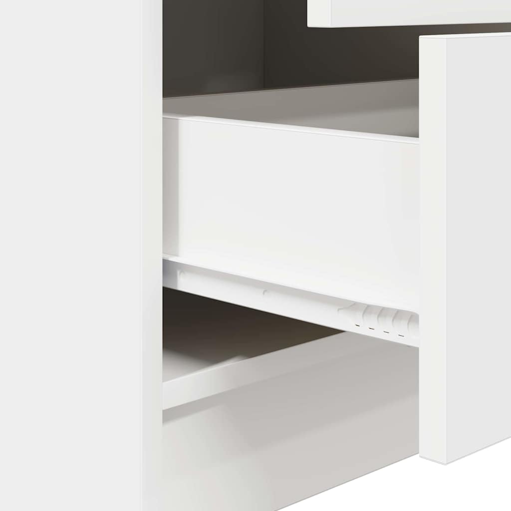 Desk with Storage White Engineered Wood