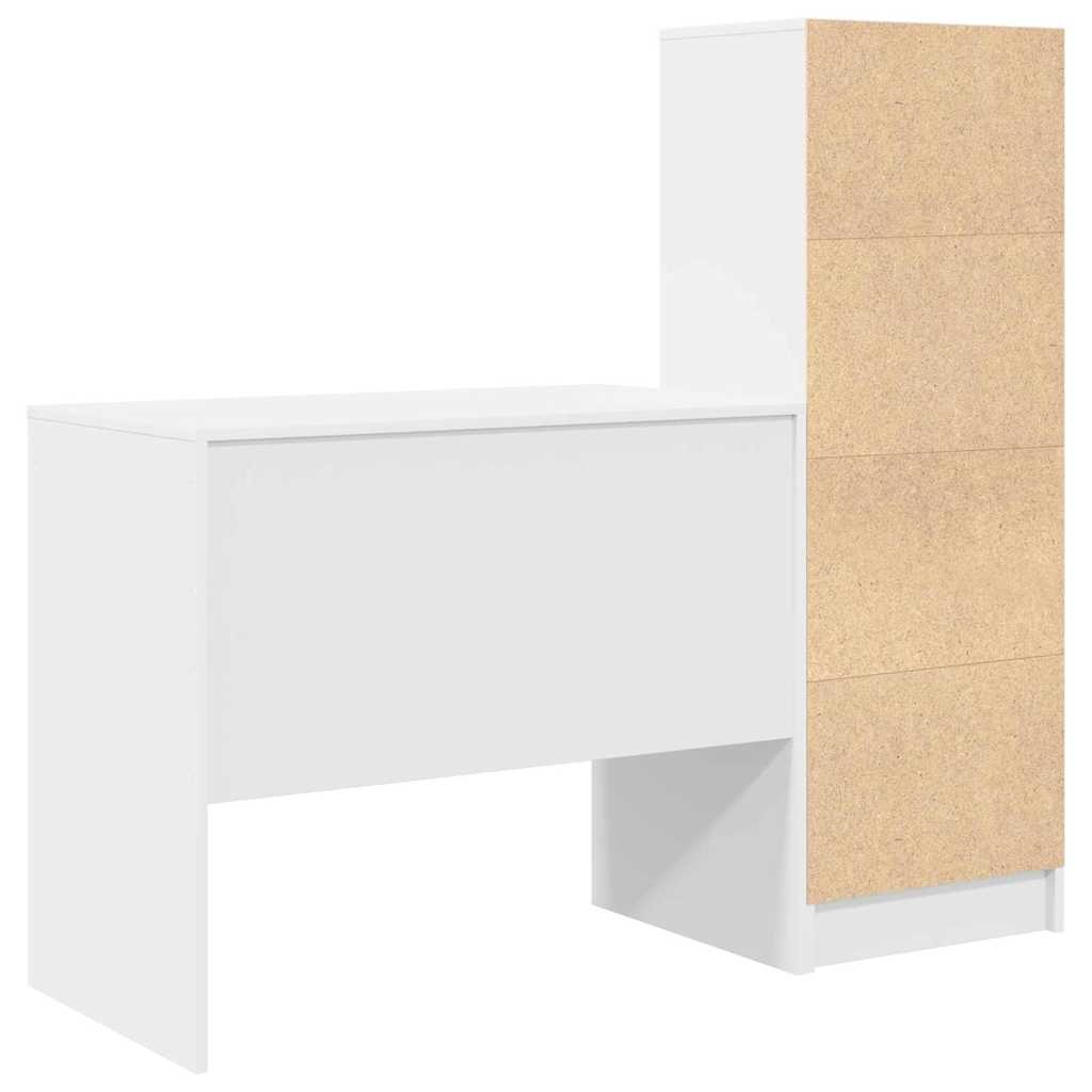 Desk with Storage White Engineered Wood