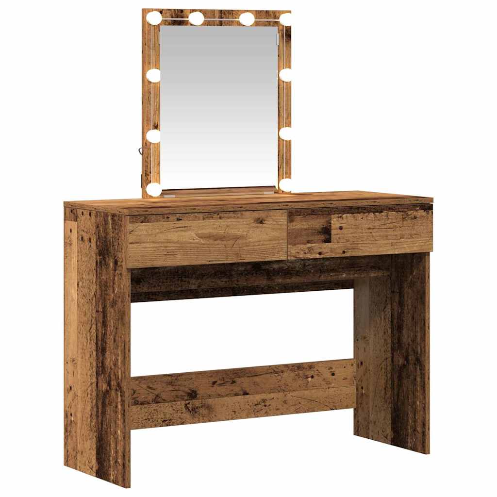 Modern Wooden Dressing Table Makeup Vanity Desk Table With Drawers LED Mirror