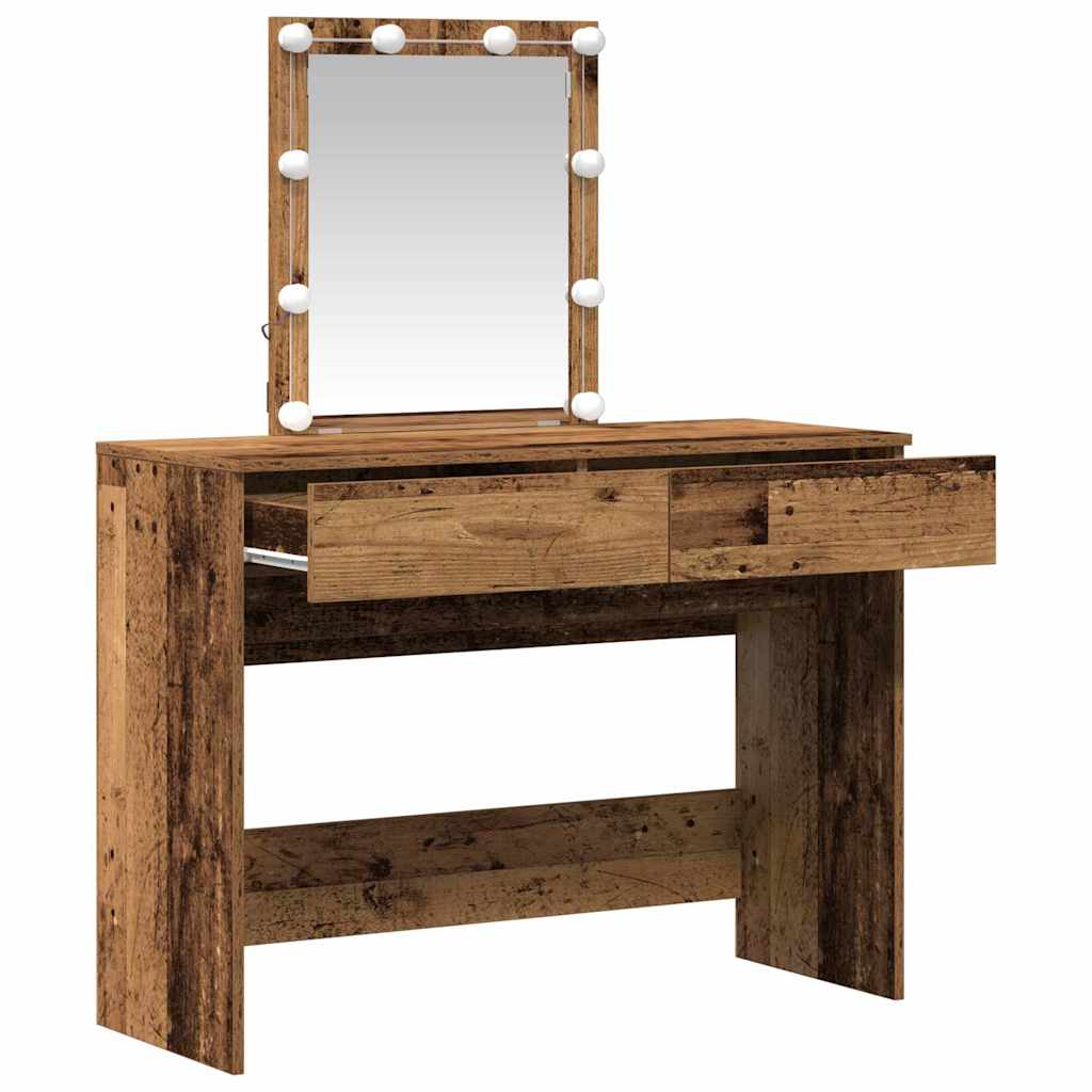 Modern Wooden Dressing Table Makeup Vanity Desk Table With Drawers LED Mirror