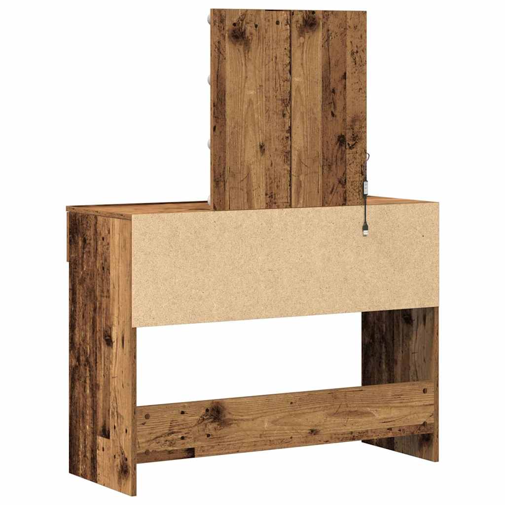 Modern Wooden Dressing Table Makeup Vanity Desk Table With Drawers LED Mirror