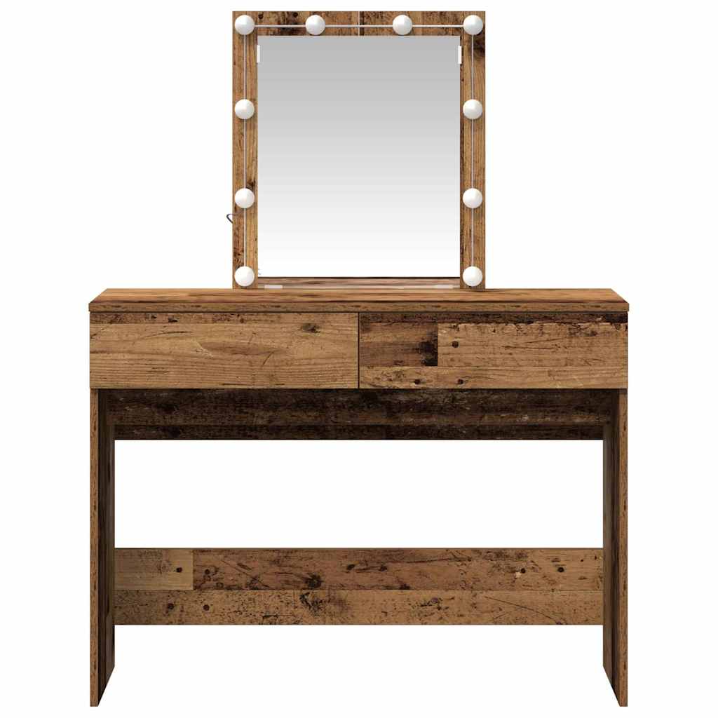 Modern Wooden Dressing Table Makeup Vanity Desk Table With Drawers LED Mirror
