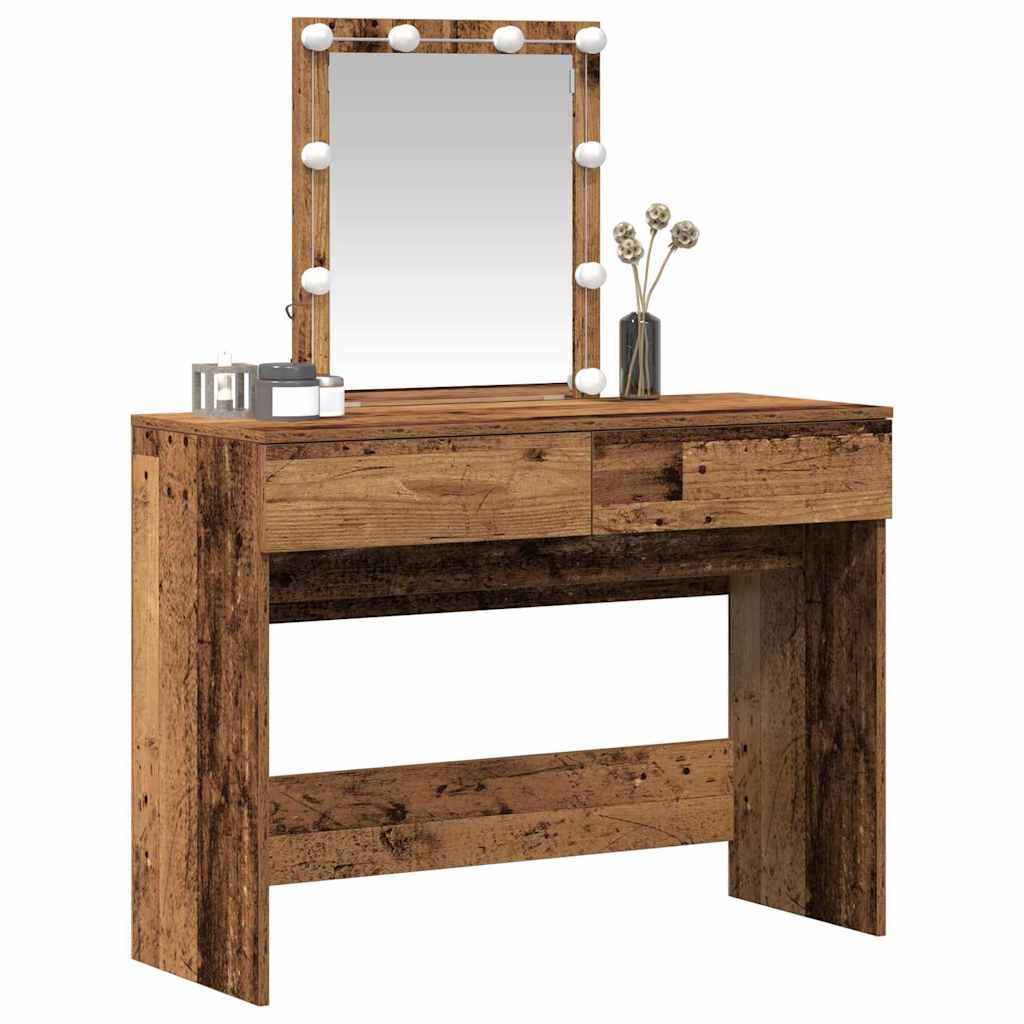 Modern Wooden Dressing Table Makeup Vanity Desk Table With Drawers LED Mirror