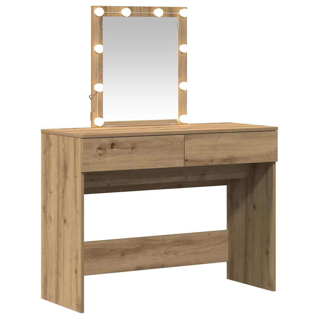 Modern Wooden Dressing Table Makeup Vanity Desk Table With Drawers LED Mirror
