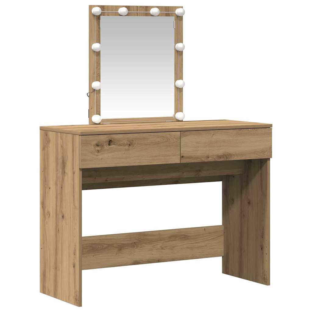 Modern Wooden Dressing Table Makeup Vanity Desk Table With Drawers LED Mirror