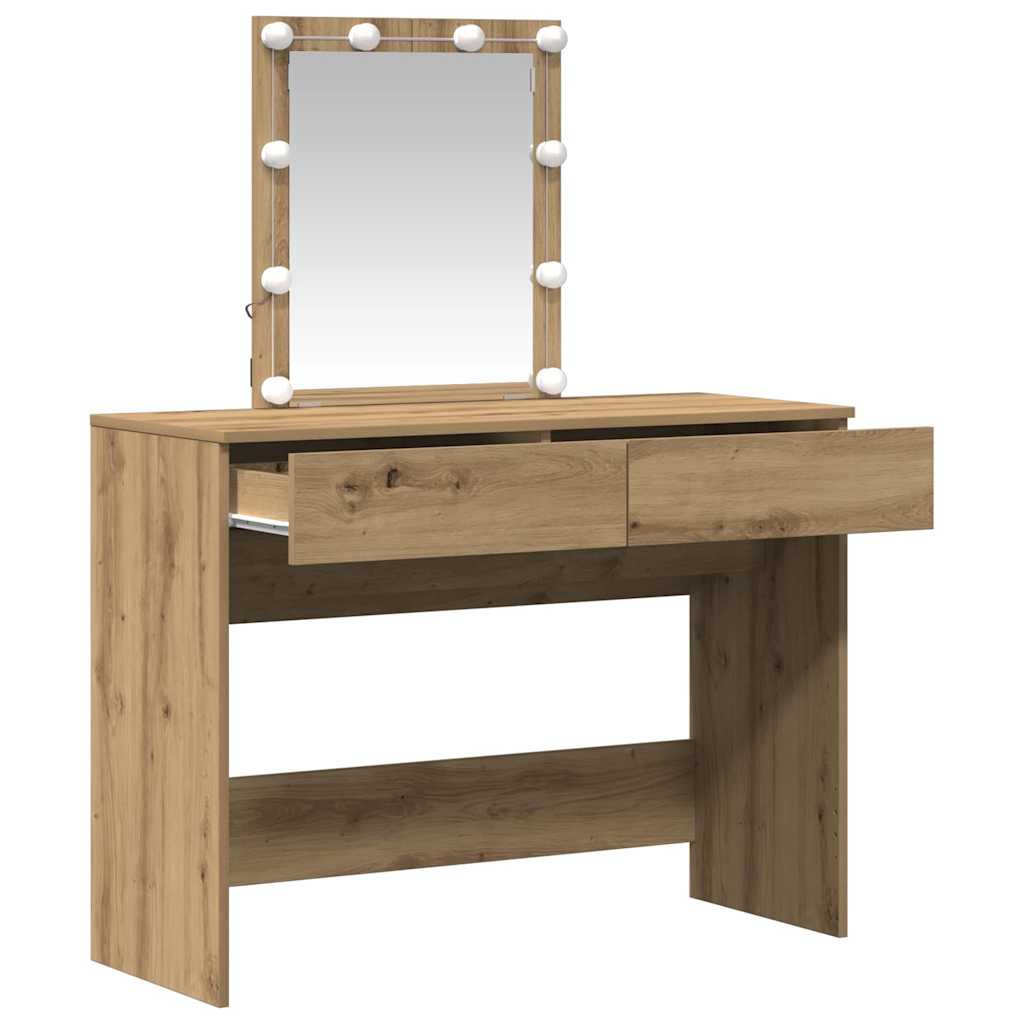 Modern Wooden Dressing Table Makeup Vanity Desk Table With Drawers LED Mirror