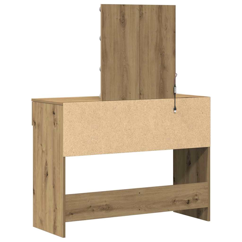 Modern Wooden Dressing Table Makeup Vanity Desk Table With Drawers LED Mirror
