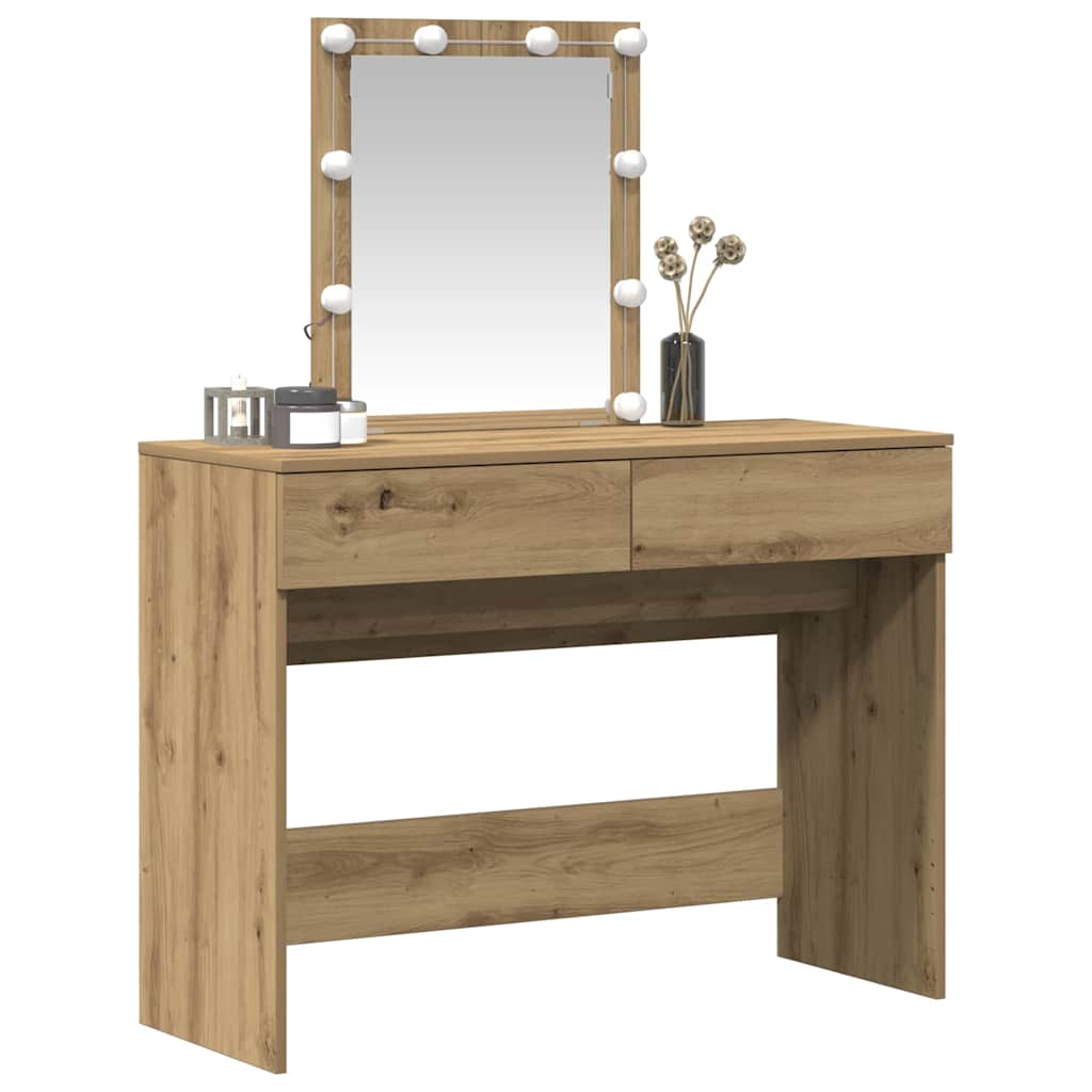 Modern Wooden Dressing Table Makeup Vanity Desk Table With Drawers LED Mirror
