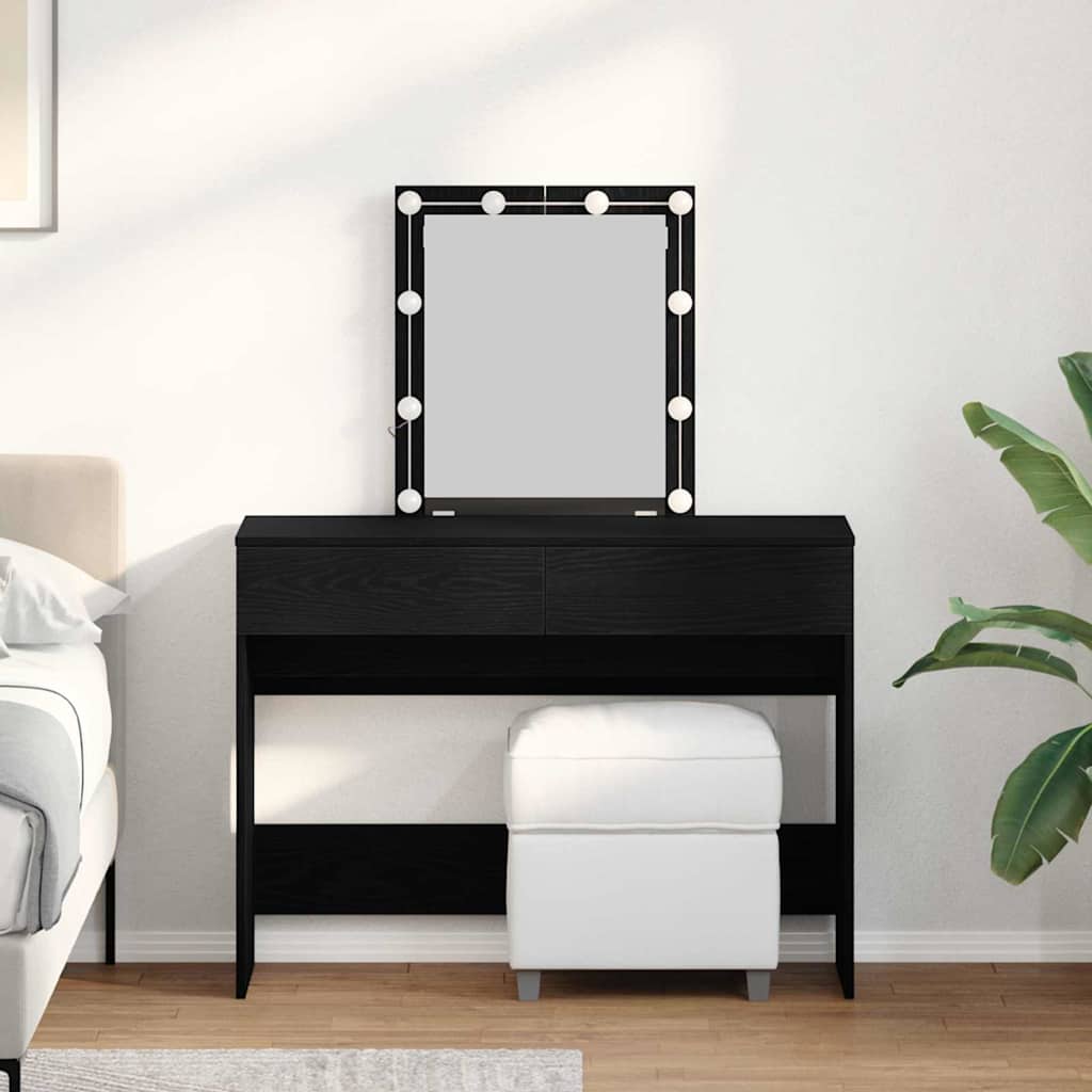 Modern Wooden Dressing Table Makeup Vanity Desk Table With Drawers LED Mirror