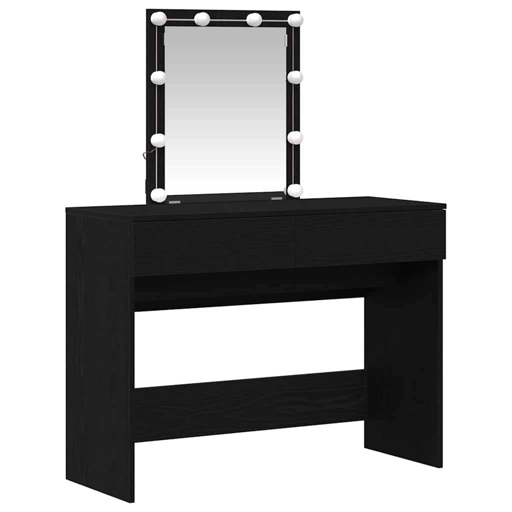Modern Wooden Dressing Table Makeup Vanity Desk Table With Drawers LED Mirror
