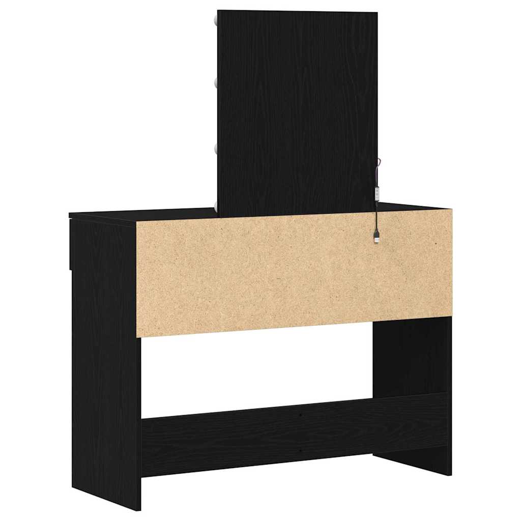 Modern Wooden Dressing Table Makeup Vanity Desk Table With Drawers LED Mirror
