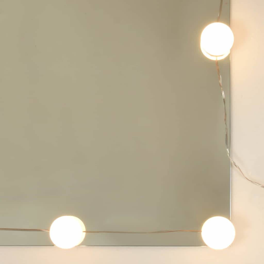 Modern Wooden Makeup Vanity Desk Dressing Table With 2 Drawers LED Mirror