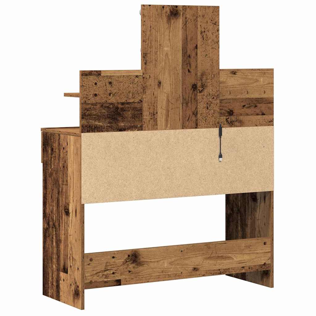 Modern Wooden Makeup Vanity Desk Dressing Table With 2 Drawers LED Mirror