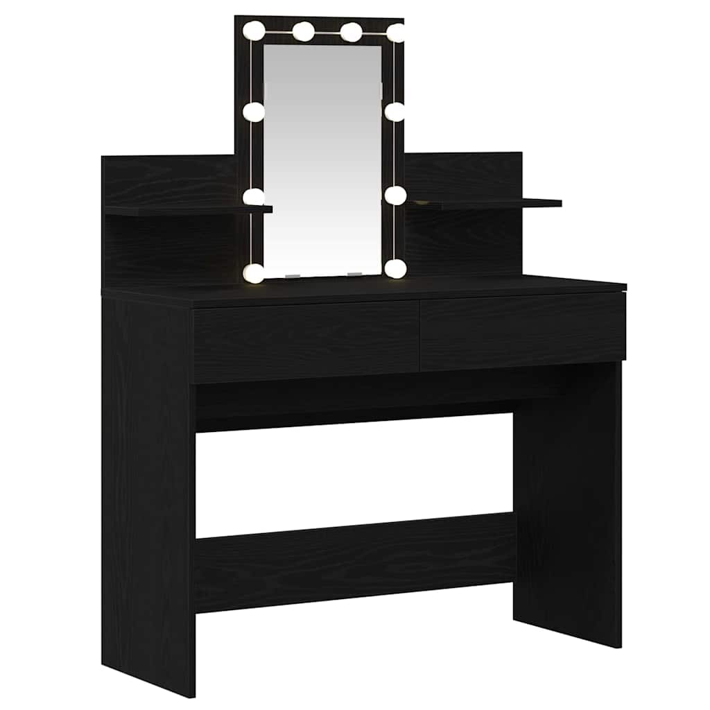 Modern Wooden Makeup Vanity Desk Dressing Table With 2 Drawers LED Mirror