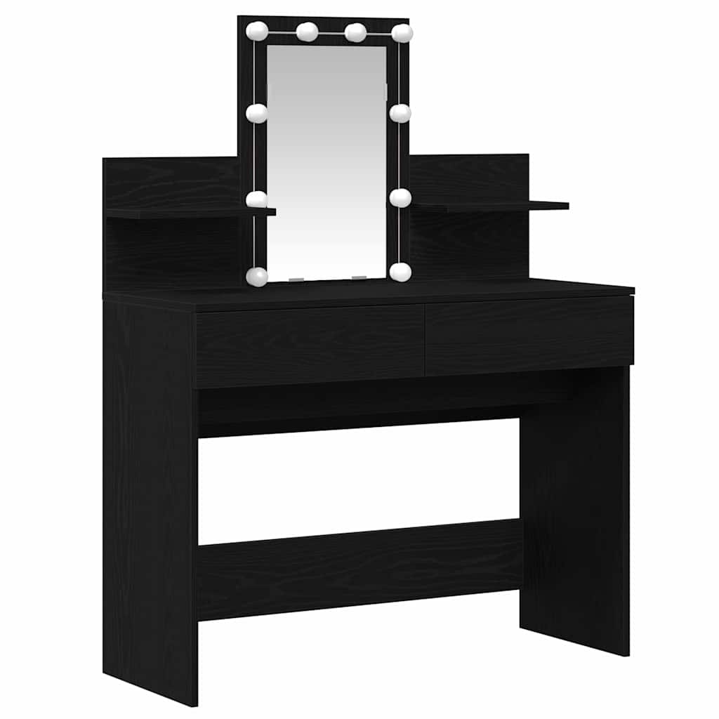 Modern Wooden Makeup Vanity Desk Dressing Table With 2 Drawers LED Mirror