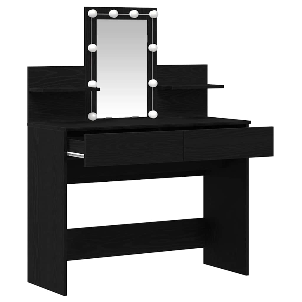 Modern Wooden Makeup Vanity Desk Dressing Table With 2 Drawers LED Mirror