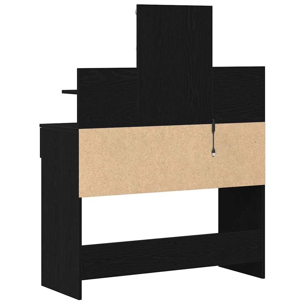 Modern Wooden Makeup Vanity Desk Dressing Table With 2 Drawers LED Mirror