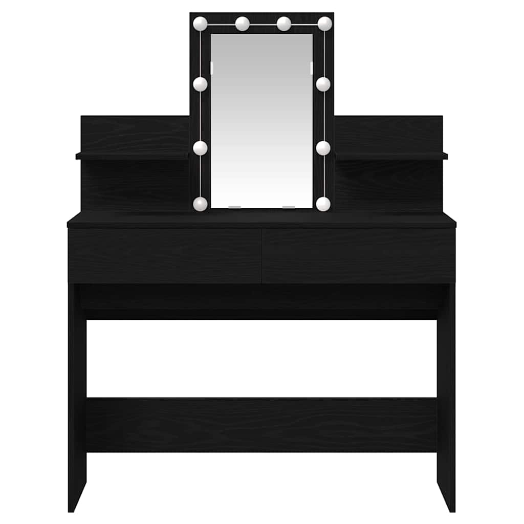 Modern Wooden Makeup Vanity Desk Dressing Table With 2 Drawers LED Mirror