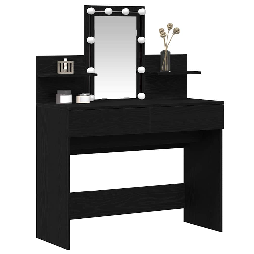 Modern Wooden Makeup Vanity Desk Dressing Table With 2 Drawers LED Mirror