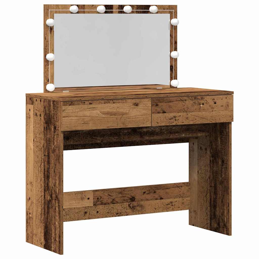 Modern Wooden Wide Dressing Table Makeup Vanity Desk With LED Mirror & Drawers