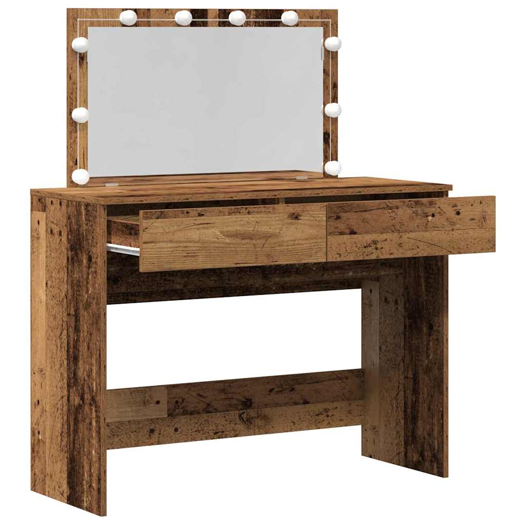 Modern Wooden Wide Dressing Table Makeup Vanity Desk With LED Mirror & Drawers