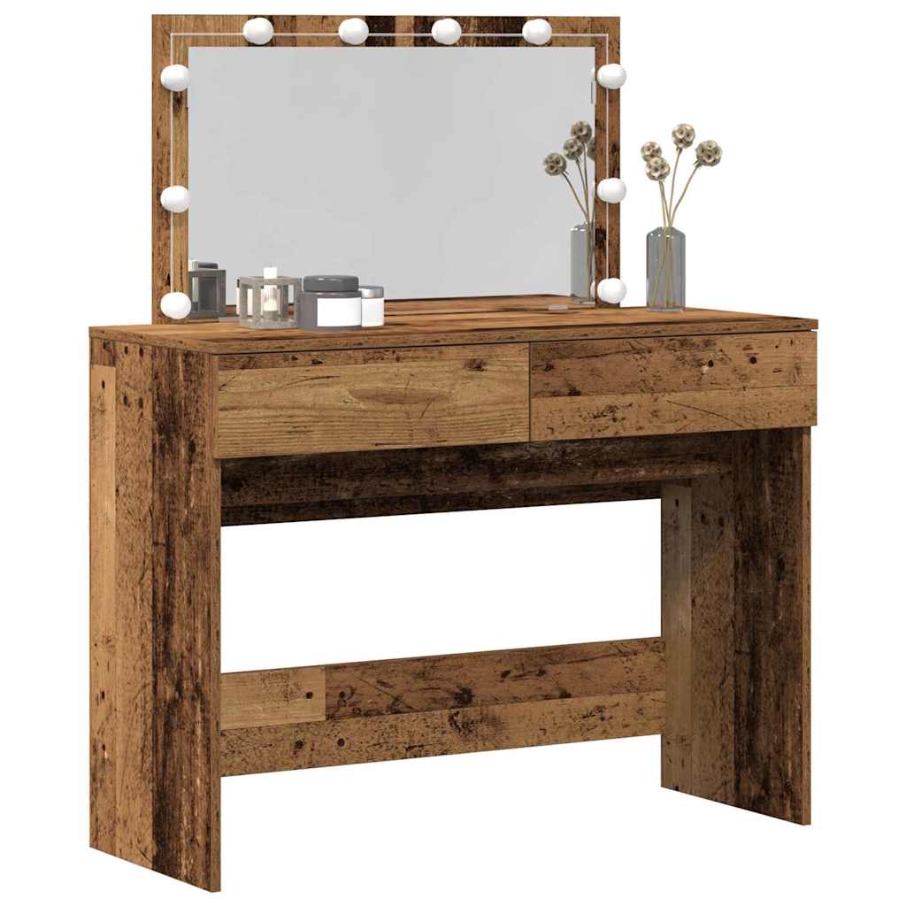 Modern Wooden Wide Dressing Table Makeup Vanity Desk With LED Mirror & Drawers