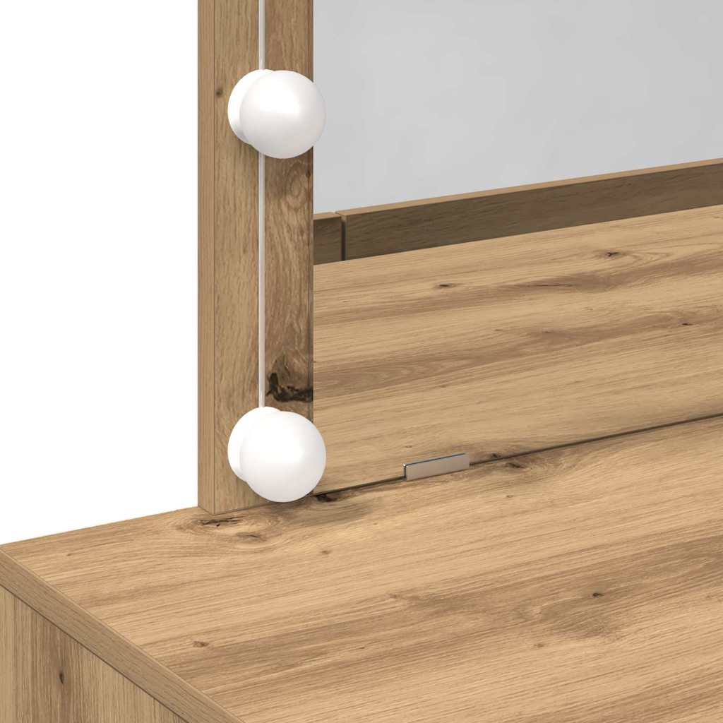 Modern Wooden Wide Dressing Table Makeup Vanity Desk With LED Mirror & Drawers