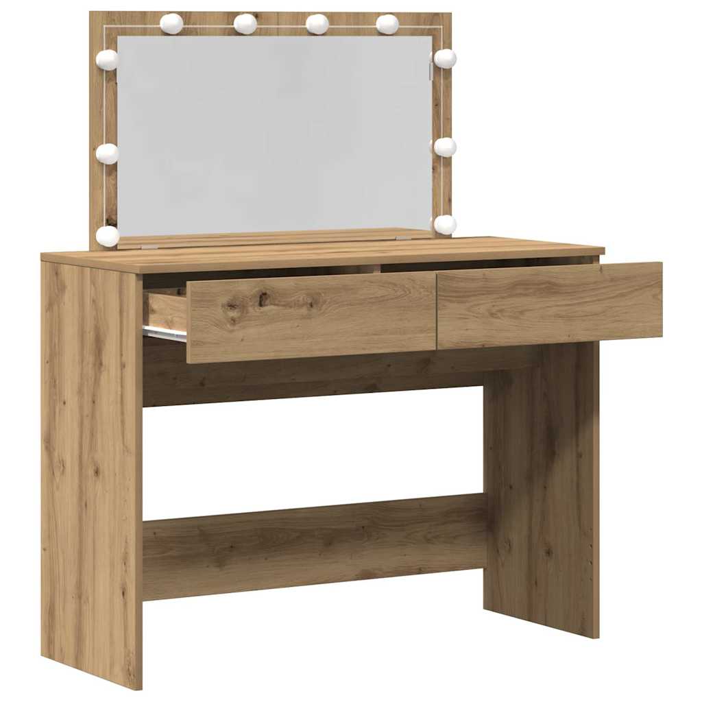 Modern Wooden Wide Dressing Table Makeup Vanity Desk With LED Mirror & Drawers