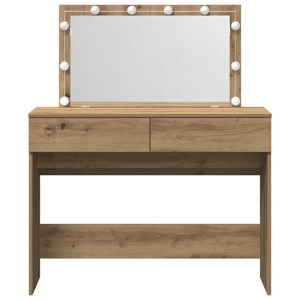 Modern Wooden Wide Dressing Table Makeup Vanity Desk With LED Mirror & Drawers