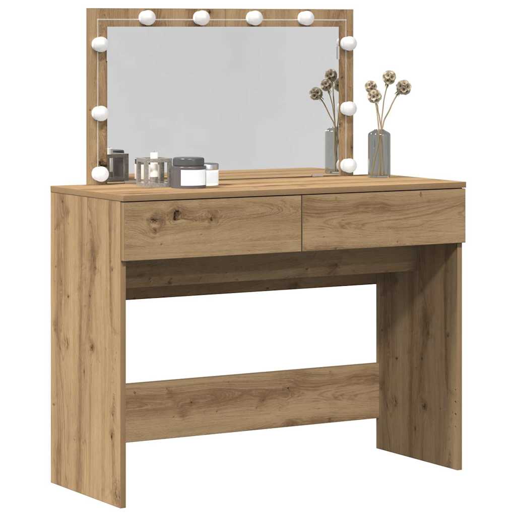 Modern Wooden Wide Dressing Table Makeup Vanity Desk With LED Mirror & Drawers