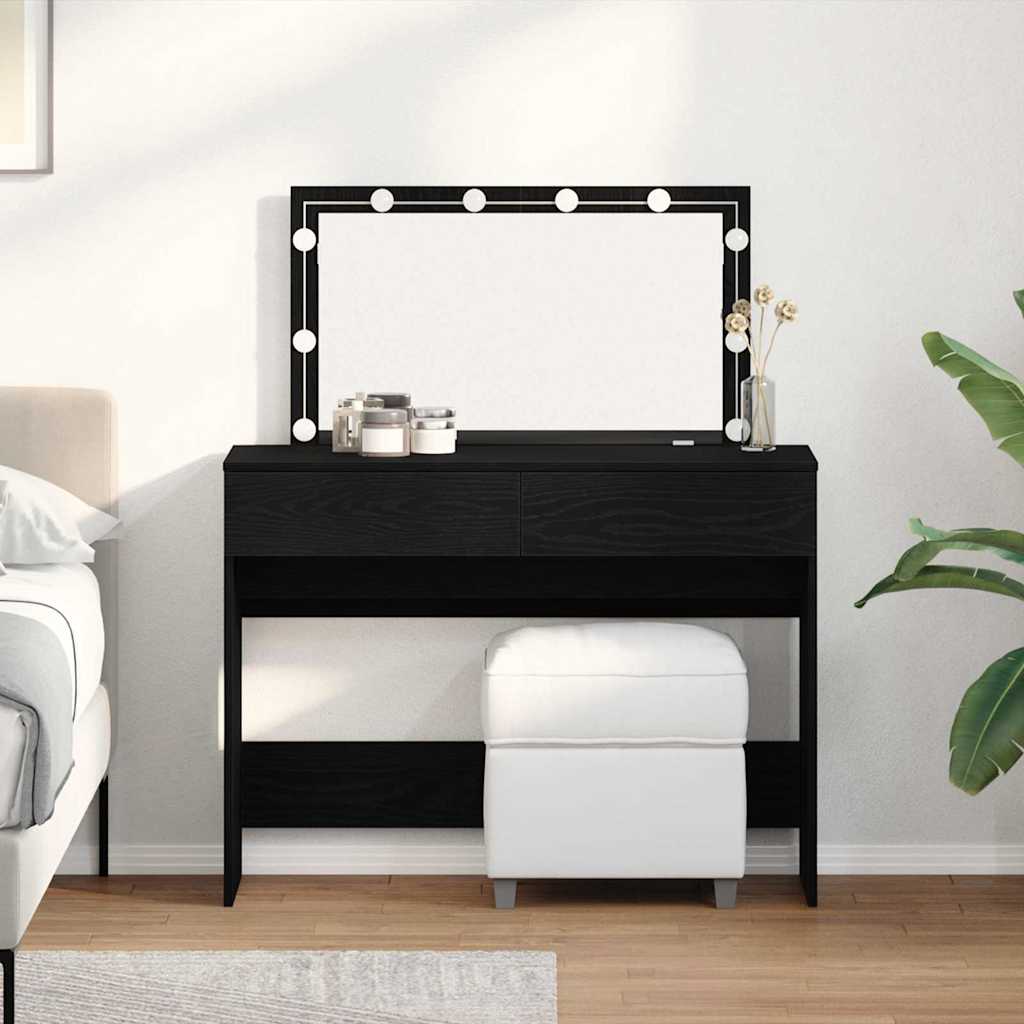 Modern Wooden Wide Dressing Table Makeup Vanity Desk With LED Mirror & Drawers