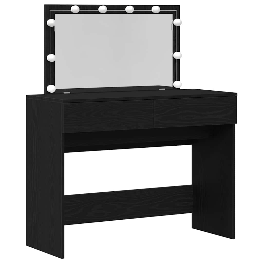 Modern Wooden Wide Dressing Table Makeup Vanity Desk With LED Mirror & Drawers