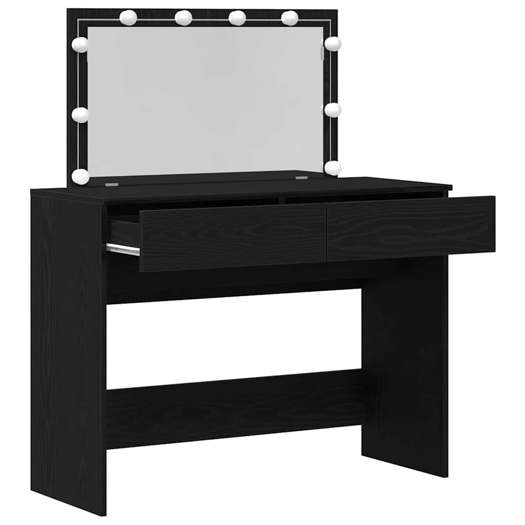 Modern Wooden Wide Dressing Table Makeup Vanity Desk With LED Mirror & Drawers
