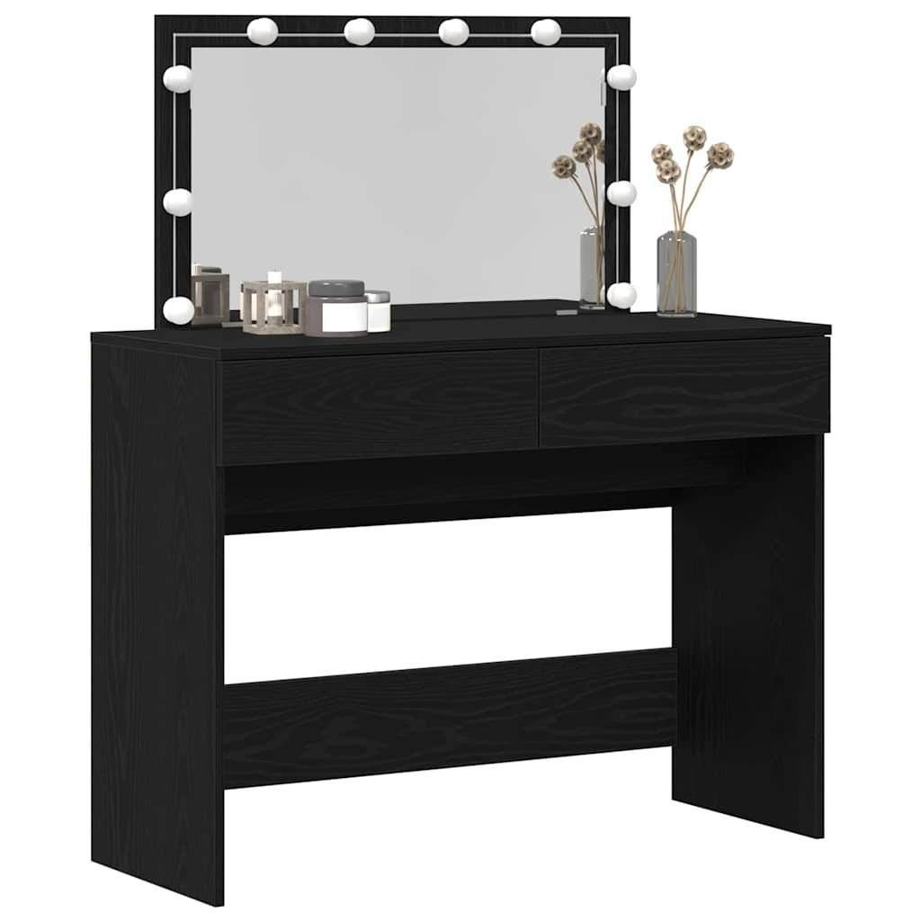 Modern Wooden Wide Dressing Table Makeup Vanity Desk With LED Mirror & Drawers