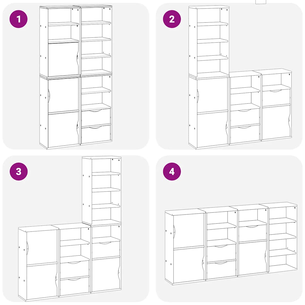 Side Cabinets 4 pcs "ODDA" 40x24x79 cm Solid Wood Pine