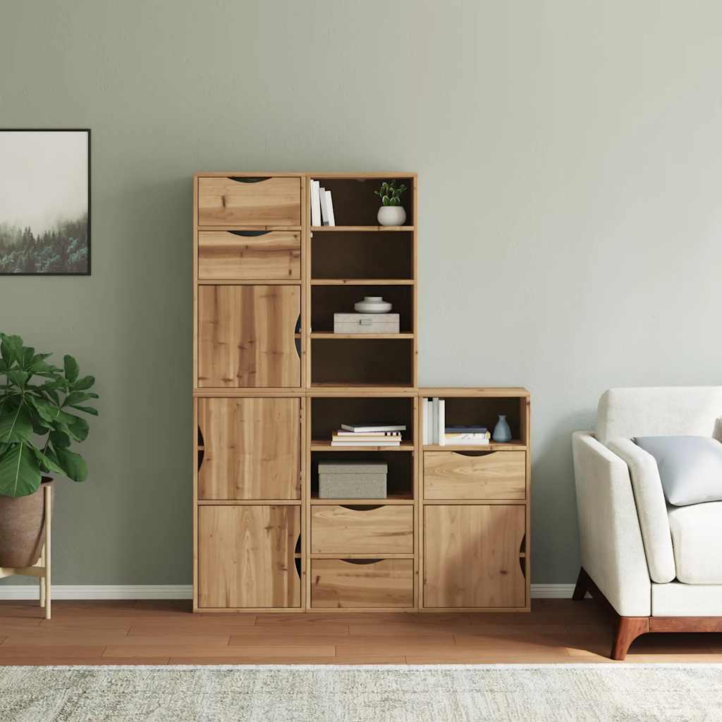 Side Cabinets 5 pcs ODDA 40x24x79 cm Solid Wood Pine
