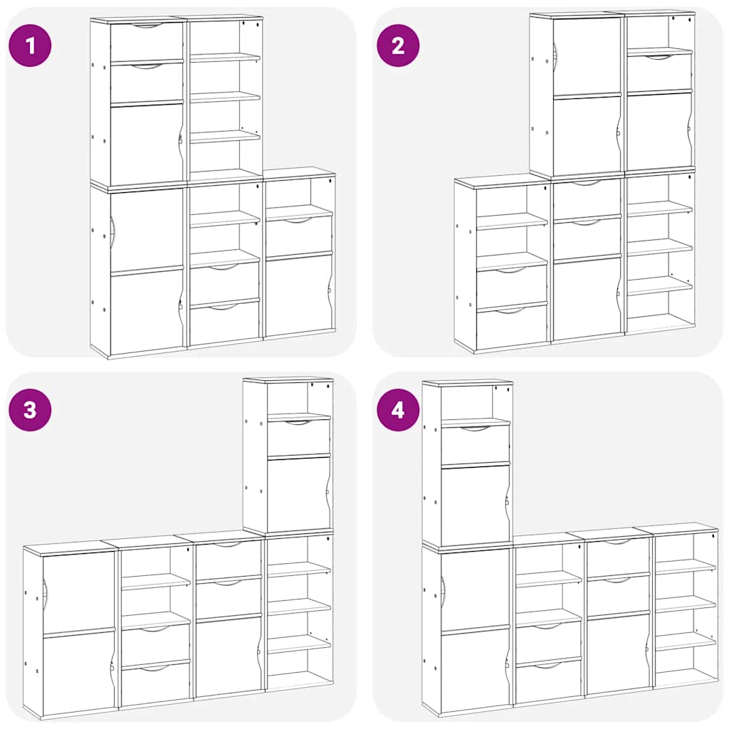 Side Cabinets 5 pcs ODDA 40x24x79 cm Solid Wood Pine