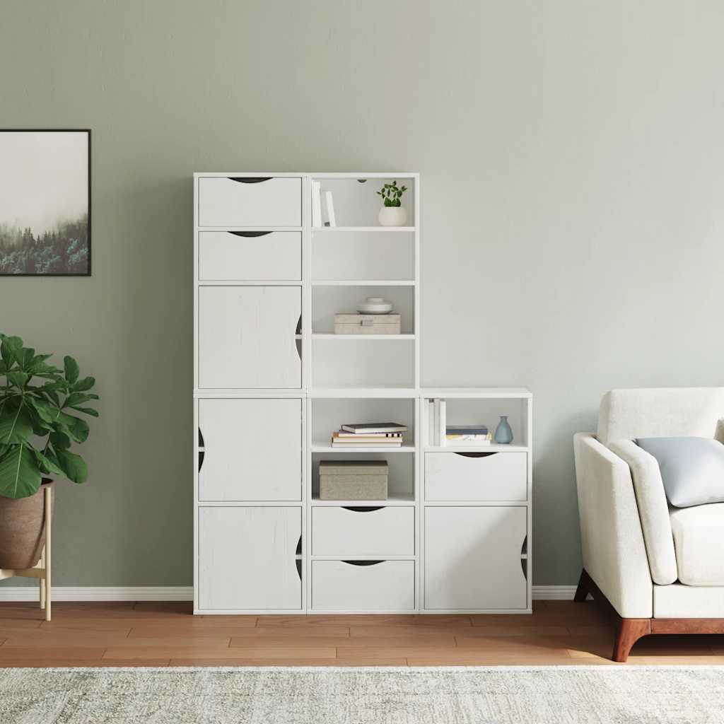 Side Cabinets 5 pcs ODDA White 40x24x79 cm Solid Wood Pine